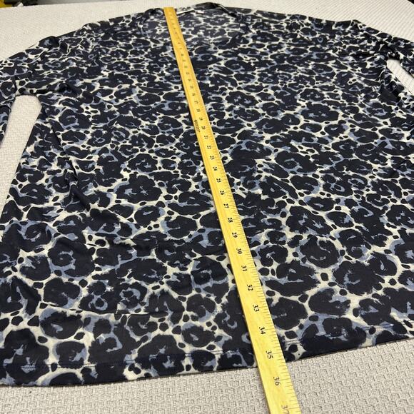 Logo Layers Top Womens 4x Blue Animal Print 3/4 Sleeve Sheer Tunic Lightweight - Picture 8 of 8